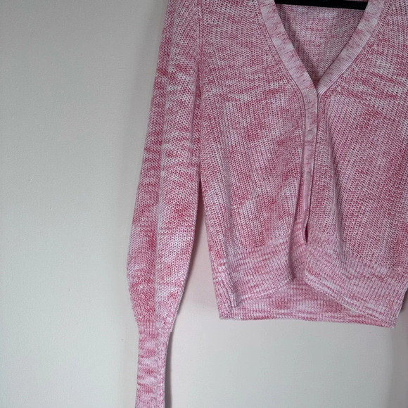 Paige Bastille cardigan in Bubblegum bishop sleeve knit button down size M - Picture 8 of 16